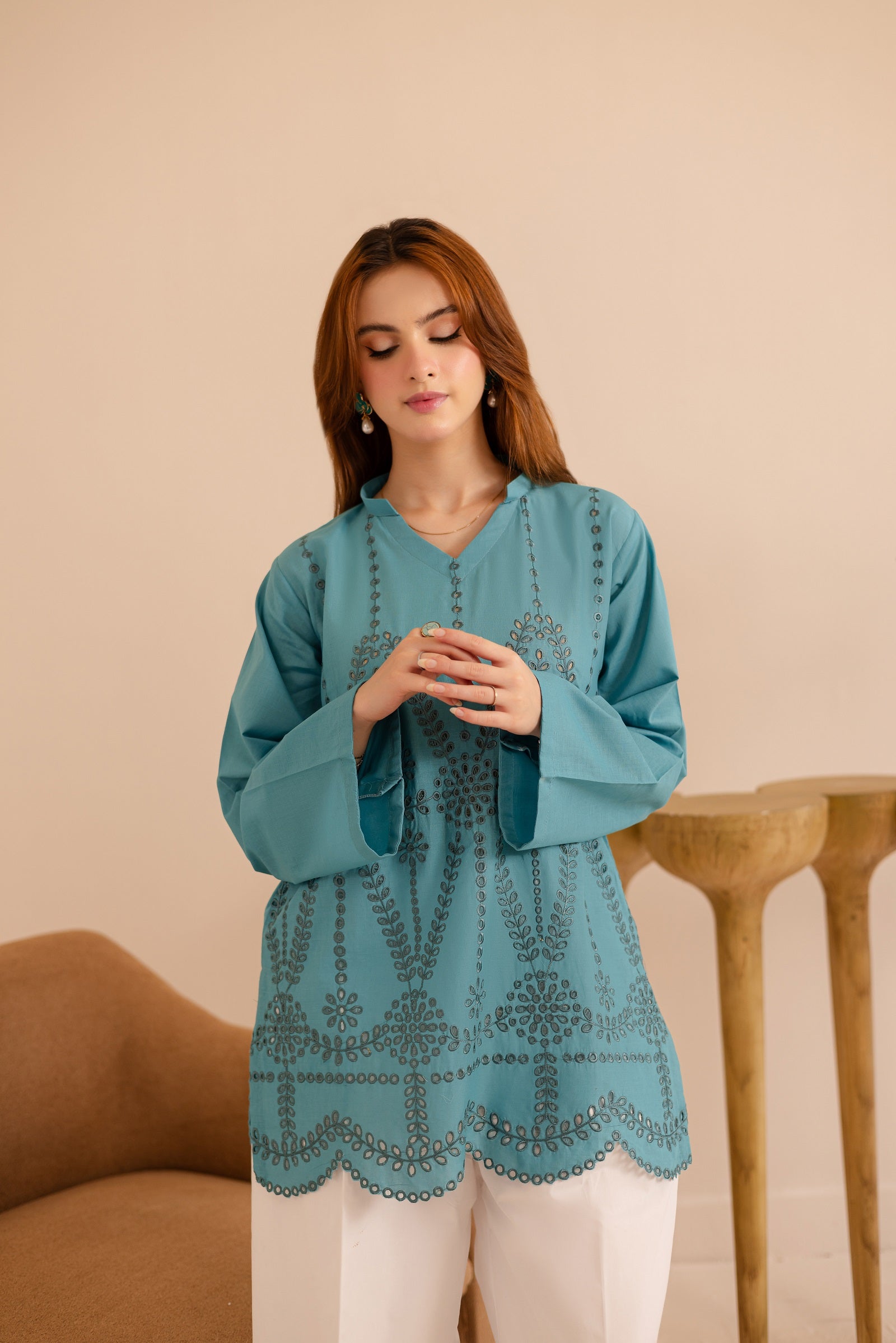 Schiffli Embroidered Co-Ord - 1163-D.SBL