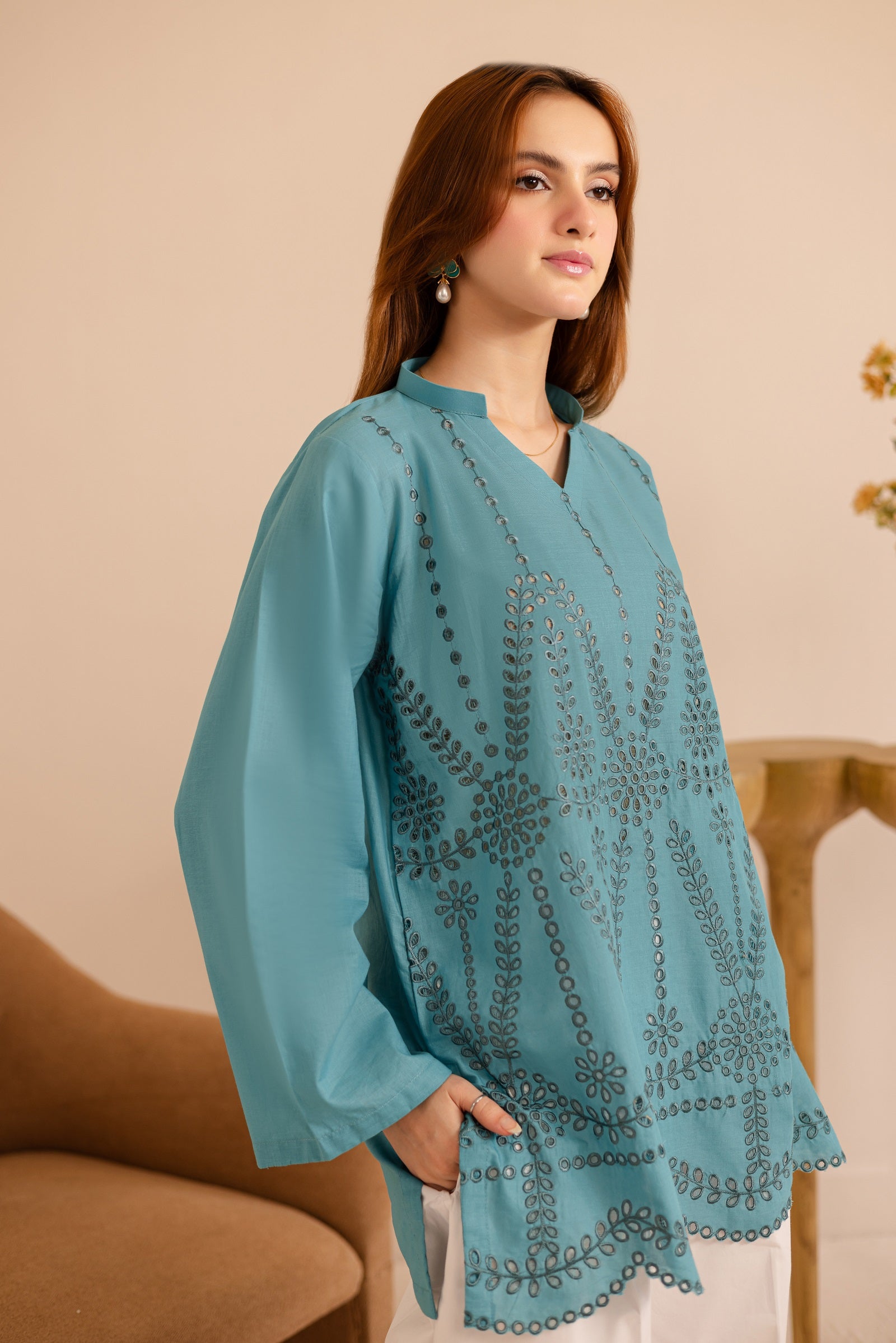 Schiffli Embroidered Co-Ord - 1163-D.SBL
