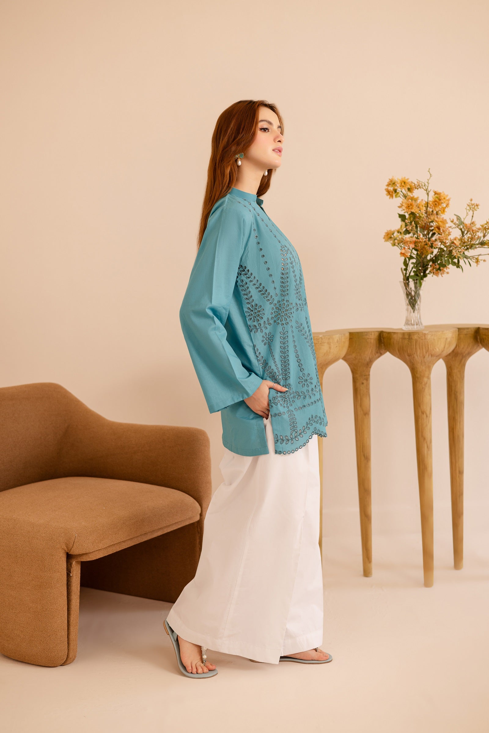 Schiffli Embroidered Co-Ord - 1163-D.SBL