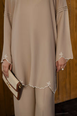 Embroidered Solid 2PC Dress - SP-04 Skin