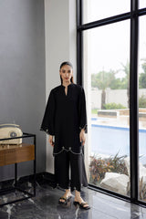 Embroidered Solid 2PC Dress - SP-04 Black
