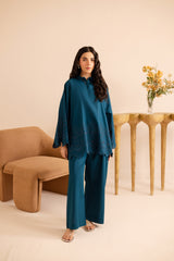 Schiffli Embroidered Co-Ord - 1158-TEAL
