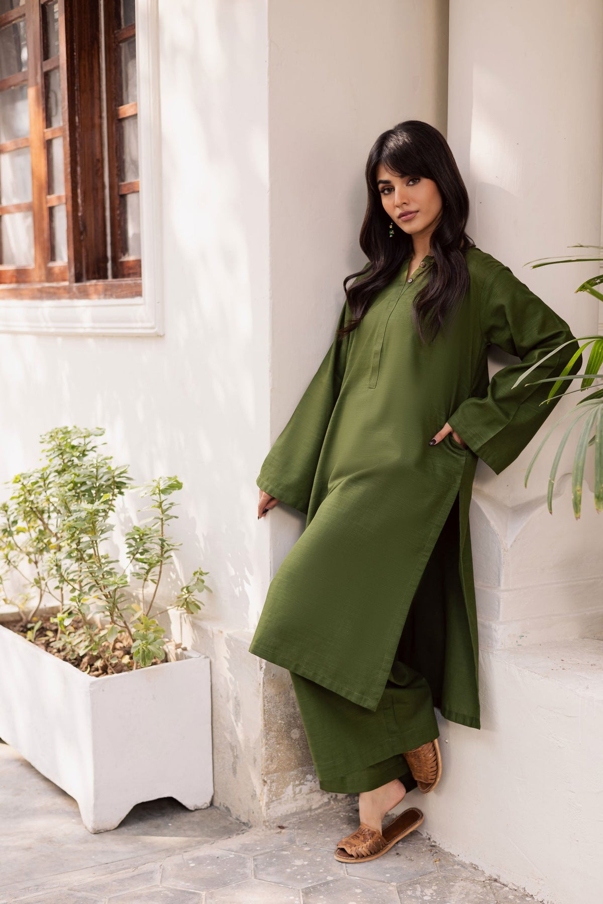 2 PC Solid PSK 01 - Olive Green