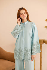 Schiffli Embroidered Co-Ord - 1162-S.BLU