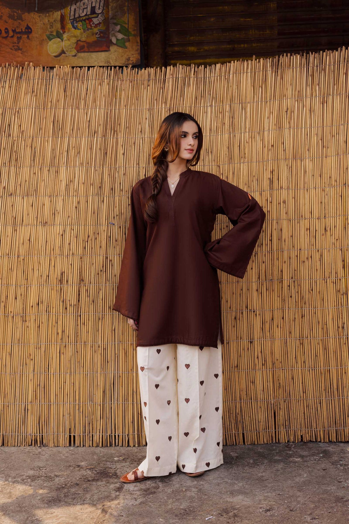 2PC Embroidered MSK 05 – Dark Brown