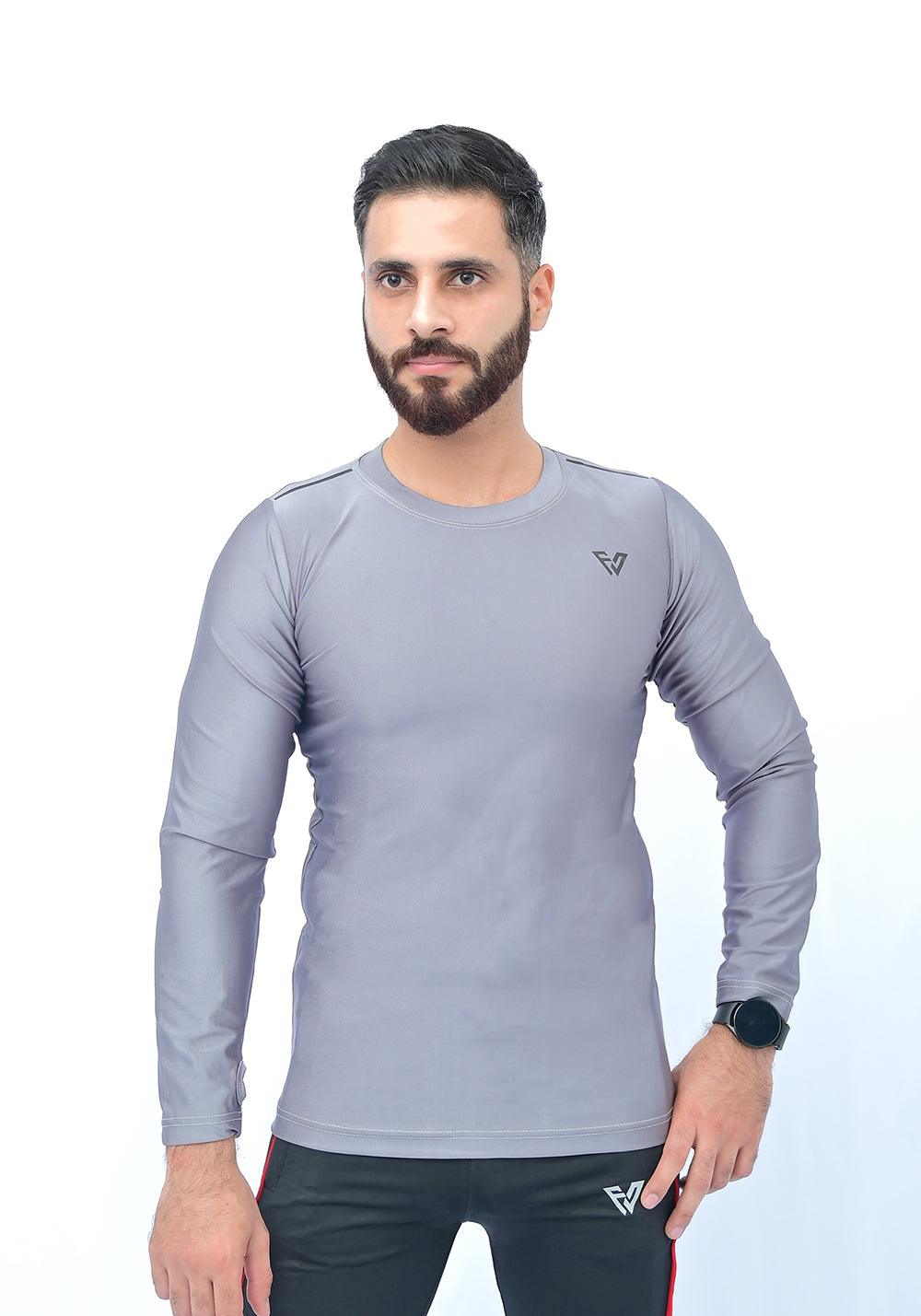 Full Sleeves Compression Tee  Silver Grey