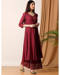 Maroon Gota Kurta And Palazzo(Optional)  D208