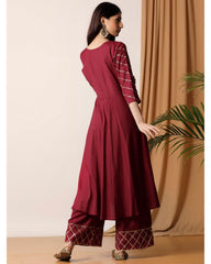 Maroon Gota Kurta And Palazzo(Optional)  D208