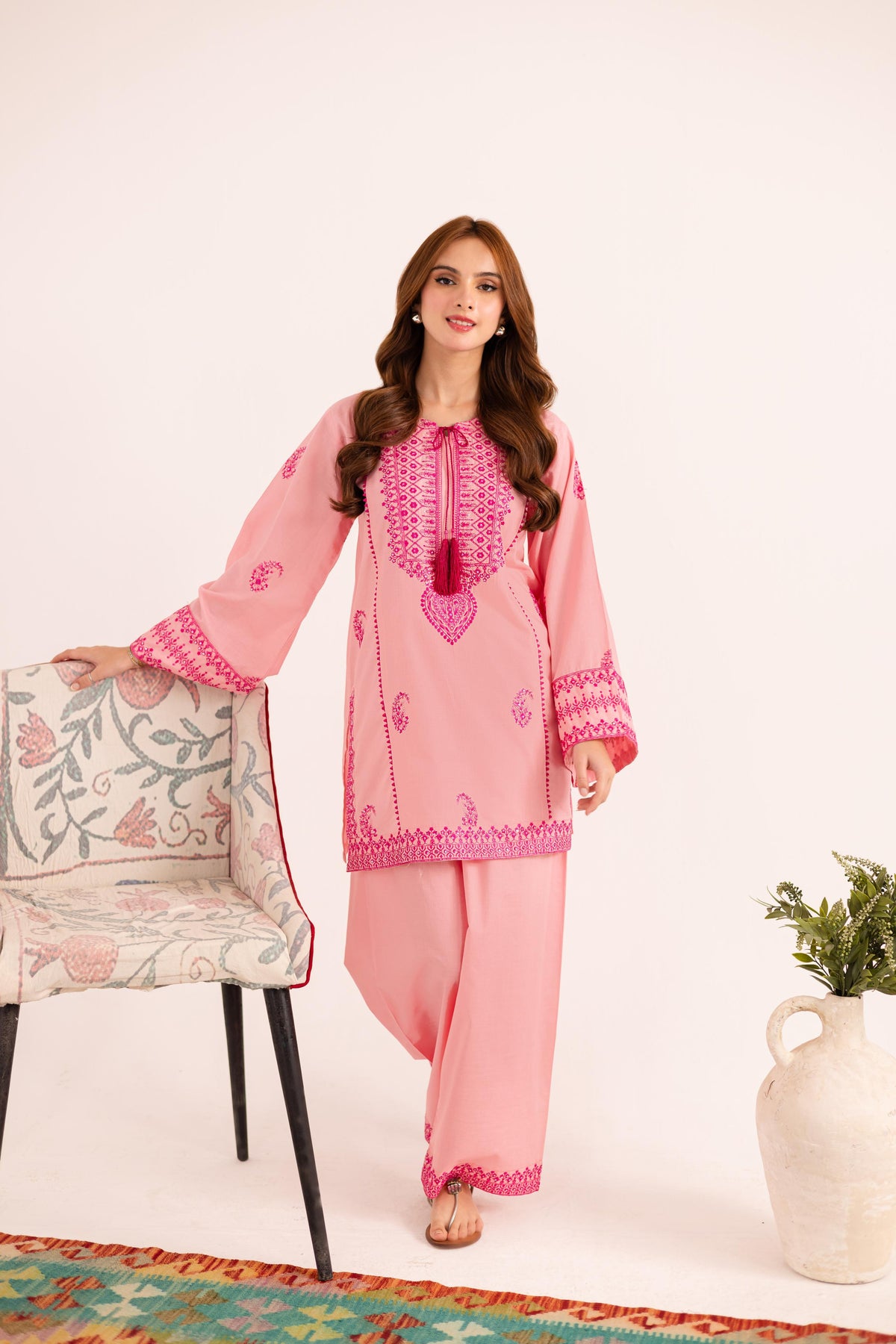 2PC Summer Embroidered Dress - 1124