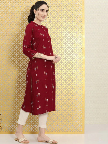 Maroon Geometric Printed Set  D2016