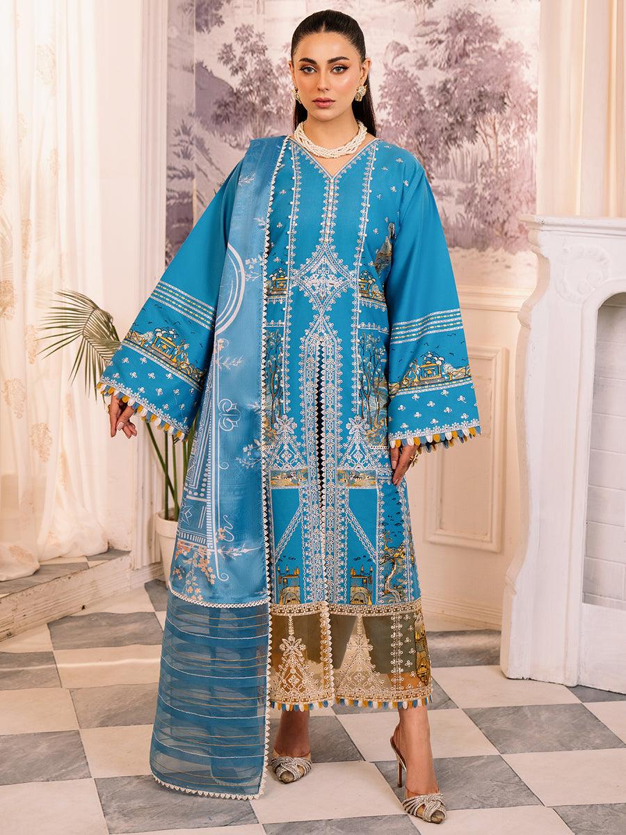 206 B - Embroidered Lawn 3P