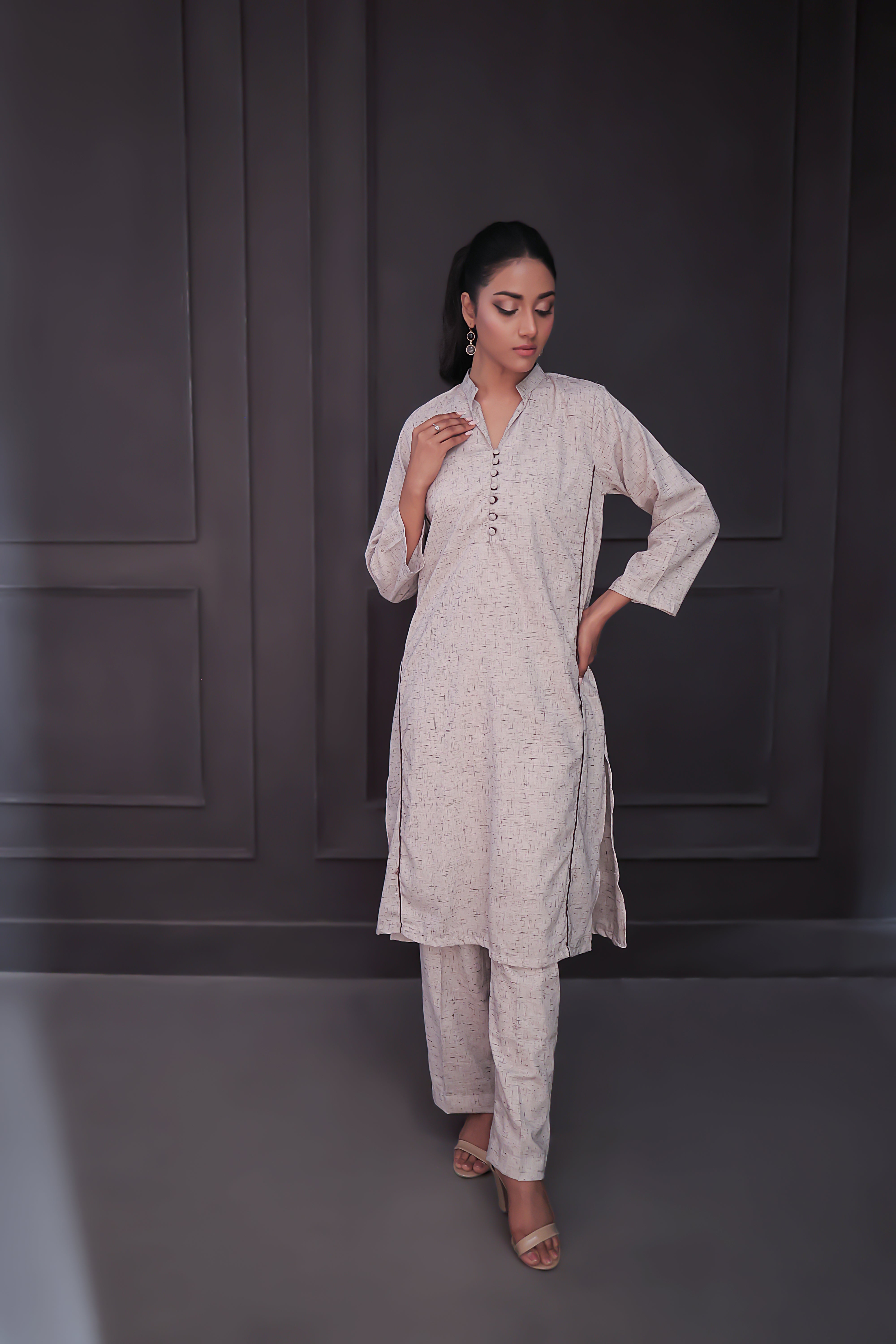 Kalidaar Co-Ord Set-Ash Grey