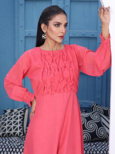 Blush fuchsia Long Flared Maxi (FR-748)