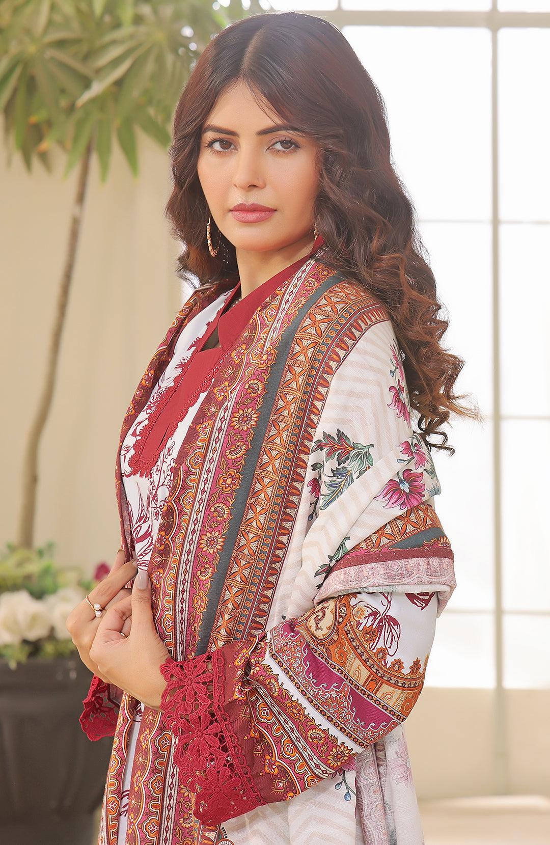 Impatiens | Stitched 3PC Printed Khaddar Shirt With Printed Khaddar Shawl