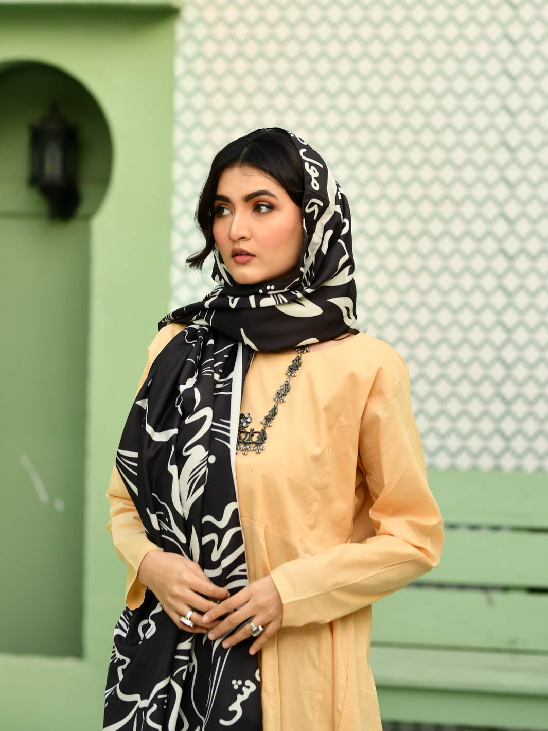 Doodle Art Stole (Black)