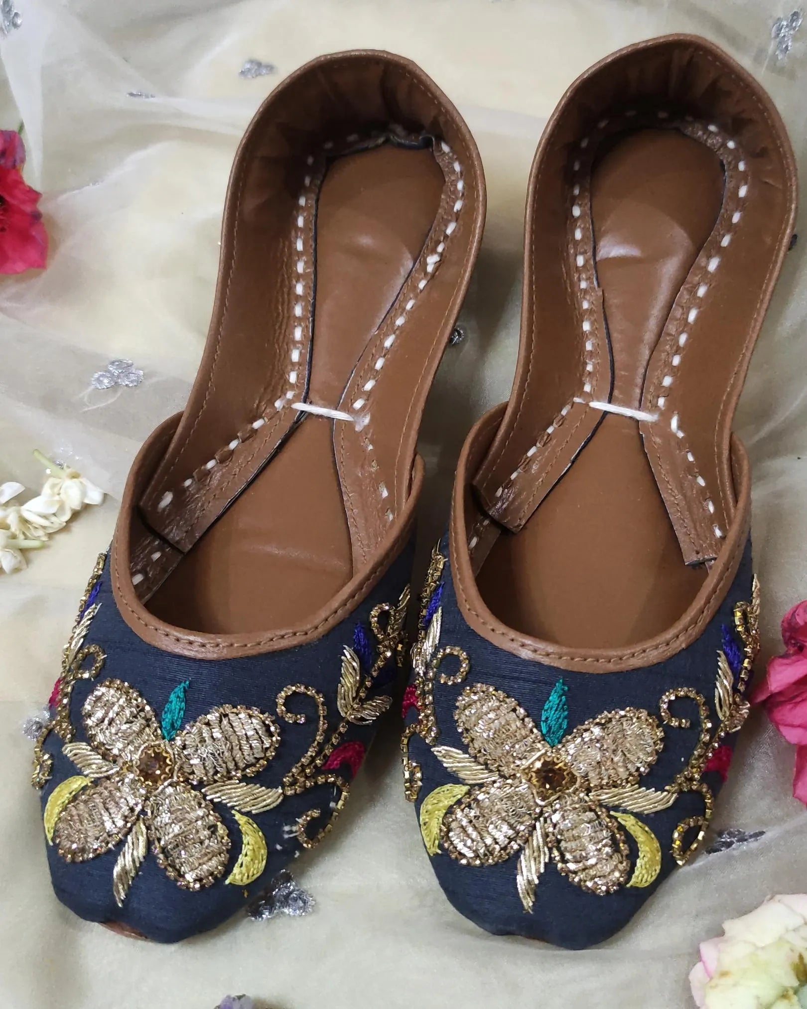 Grey Embellished Khussa