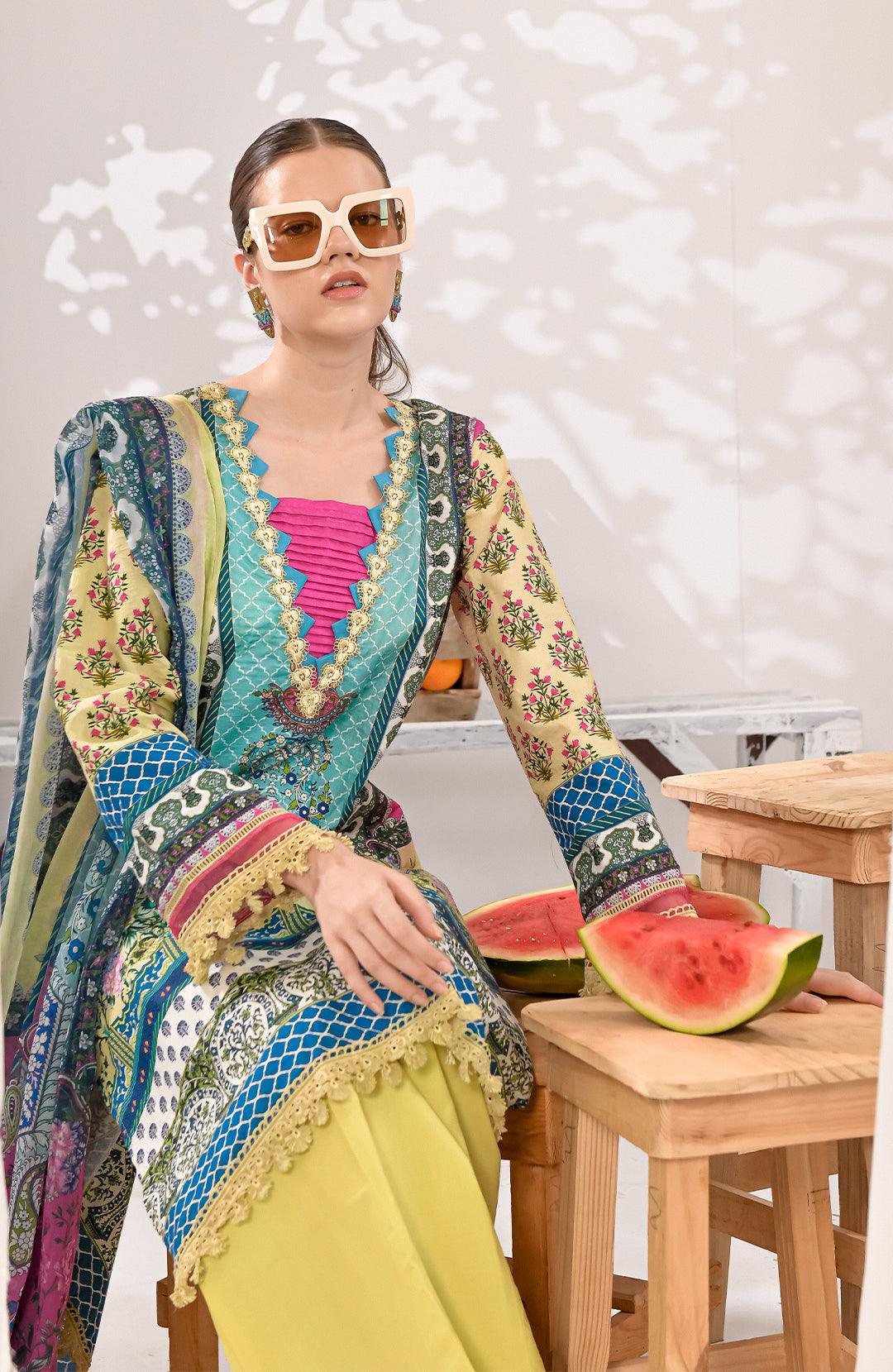 Charm | 2Pc Printed Lawn Kurta with Chiffon dupatta