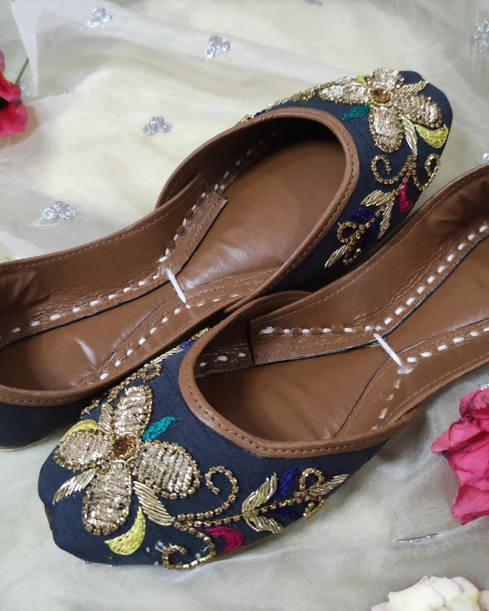 Grey Embellished Khussa