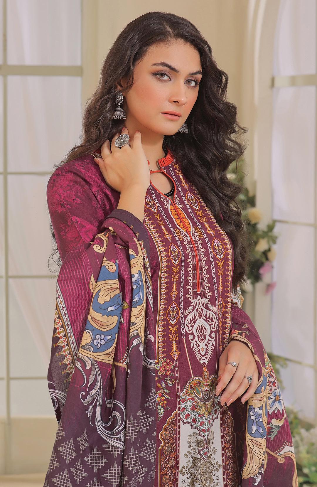 Sweet Pea | Stitched 3PC Printed Khaddar Shirt With Printed Khaddar Shawl