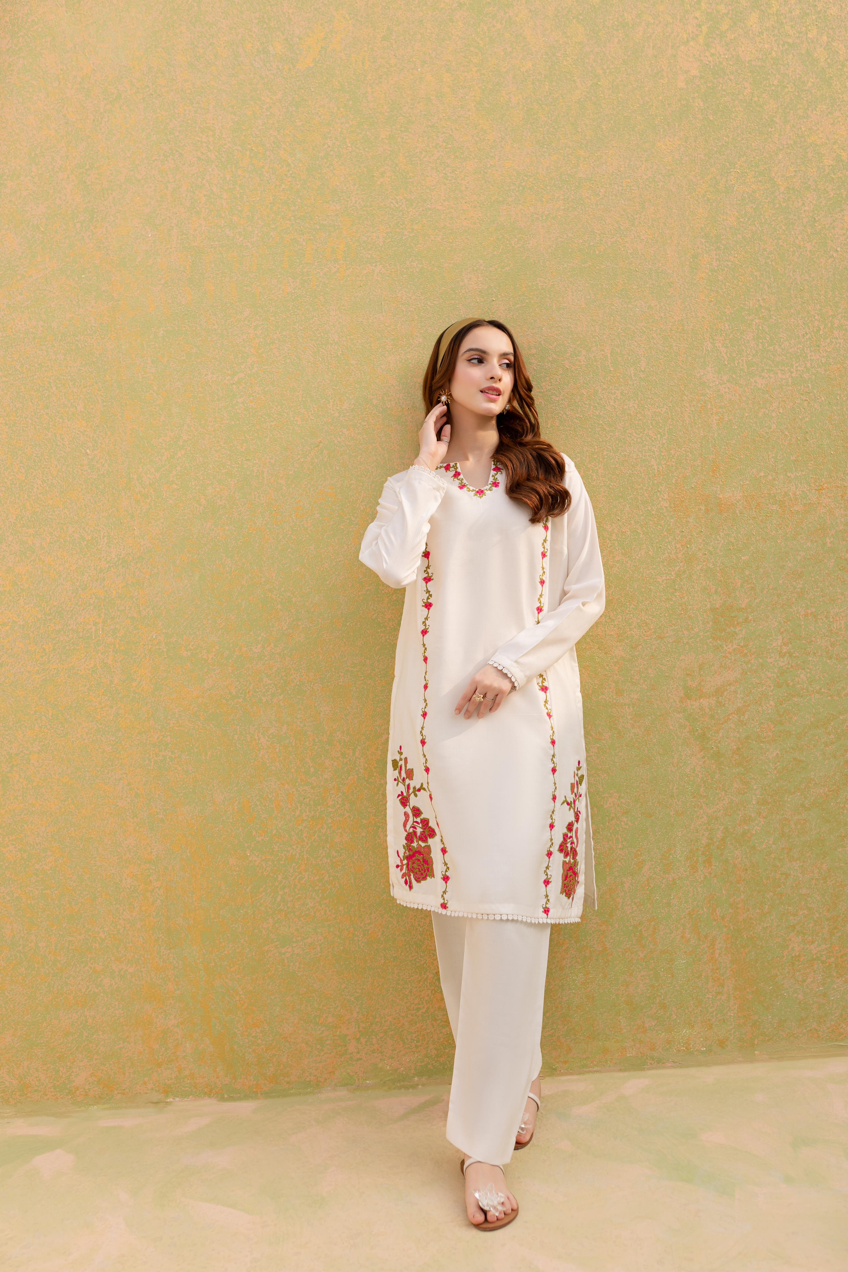 2PC Embroidered Dress-1069