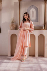 Peach Embroidered Lawn 3PC Suit