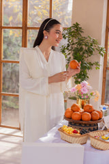 Coconut Cream Embroidered Raw Silk 4PC Suit