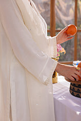 Coconut Cream Embroidered Raw Silk 4PC Suit