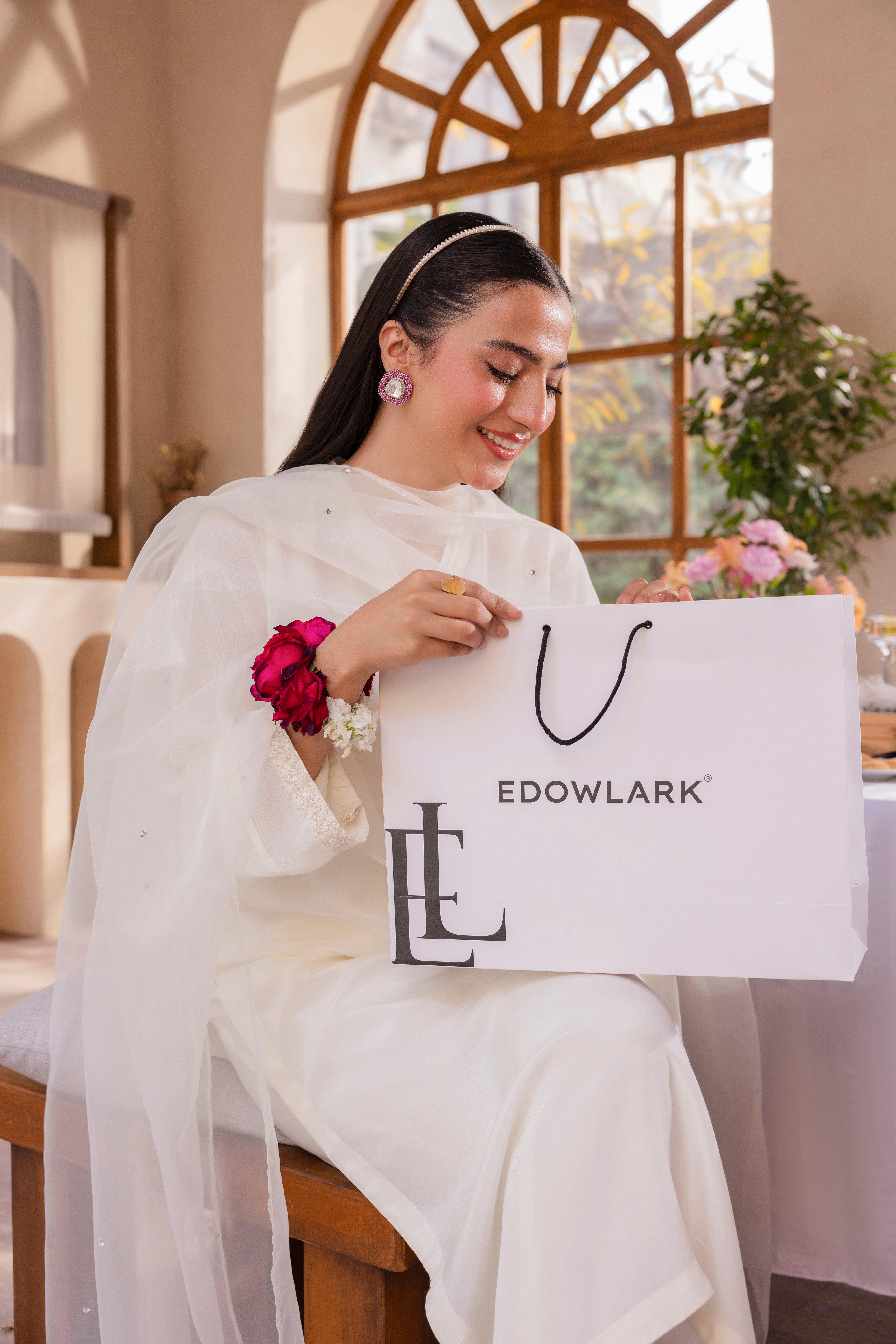 Coconut Cream Embroidered Raw Silk 4PC Suit