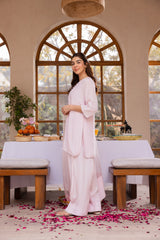 Farshi Shalwar Baby Pink Raw Silk 4PC Suit