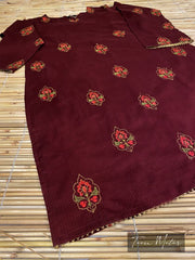 Maroon 2pc Emb  Khadder"