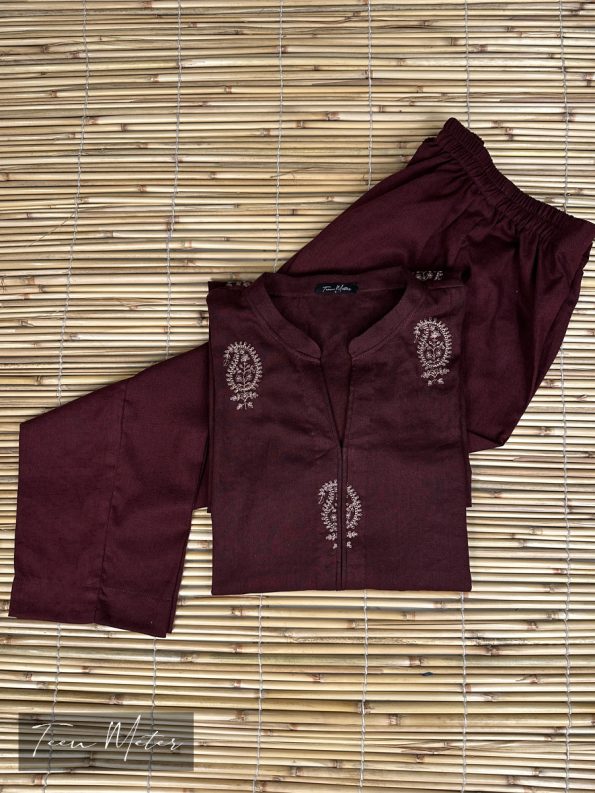 Maroon 2pc emb " Khadder"