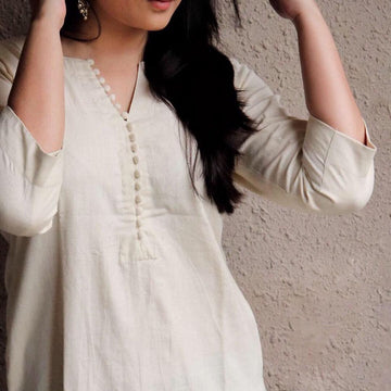White Simple Straight Kurta D2019