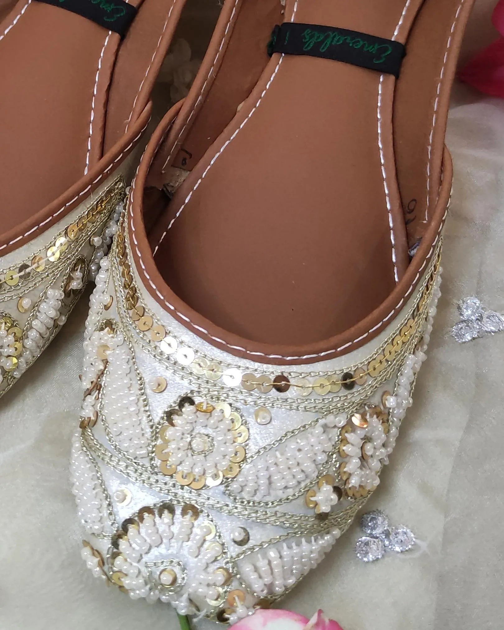 White Motia Embroidered Khussa