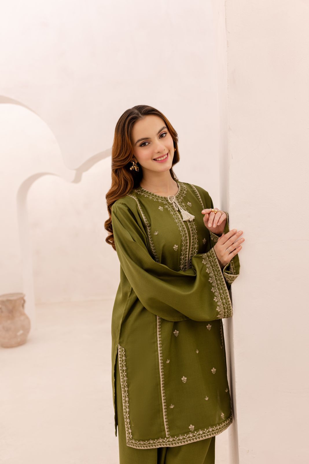 2PC Embroidered Dress - 1079