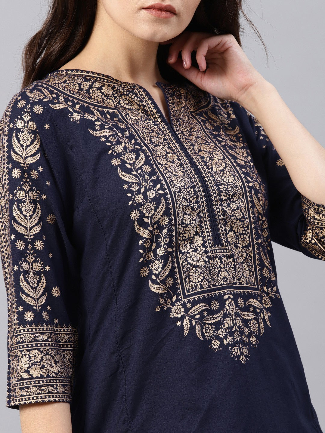 Blue printed kurta Only