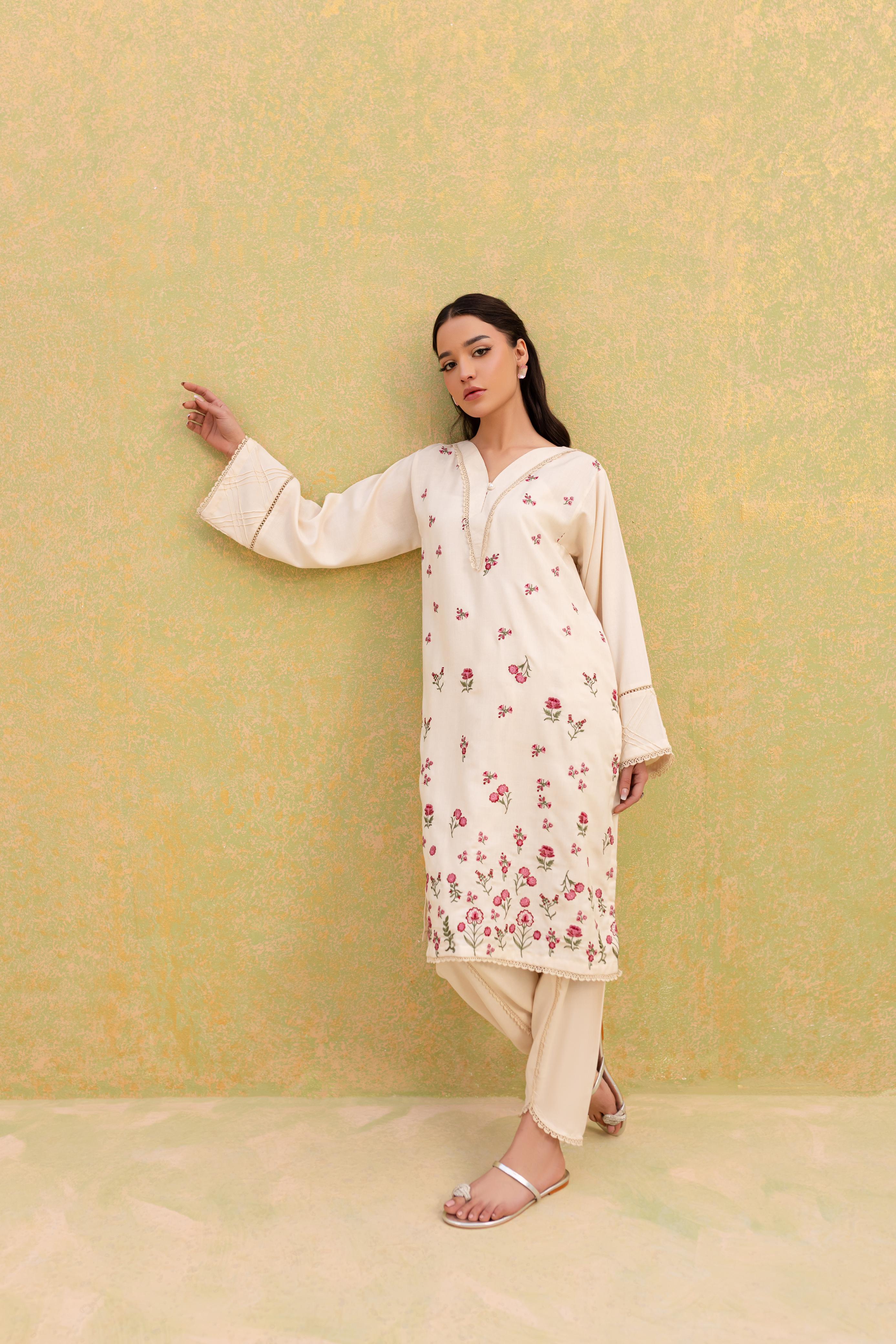 2PC Embroidered Dress-1064