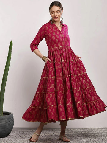 Pink Printed  Anarkali Maxi D2026