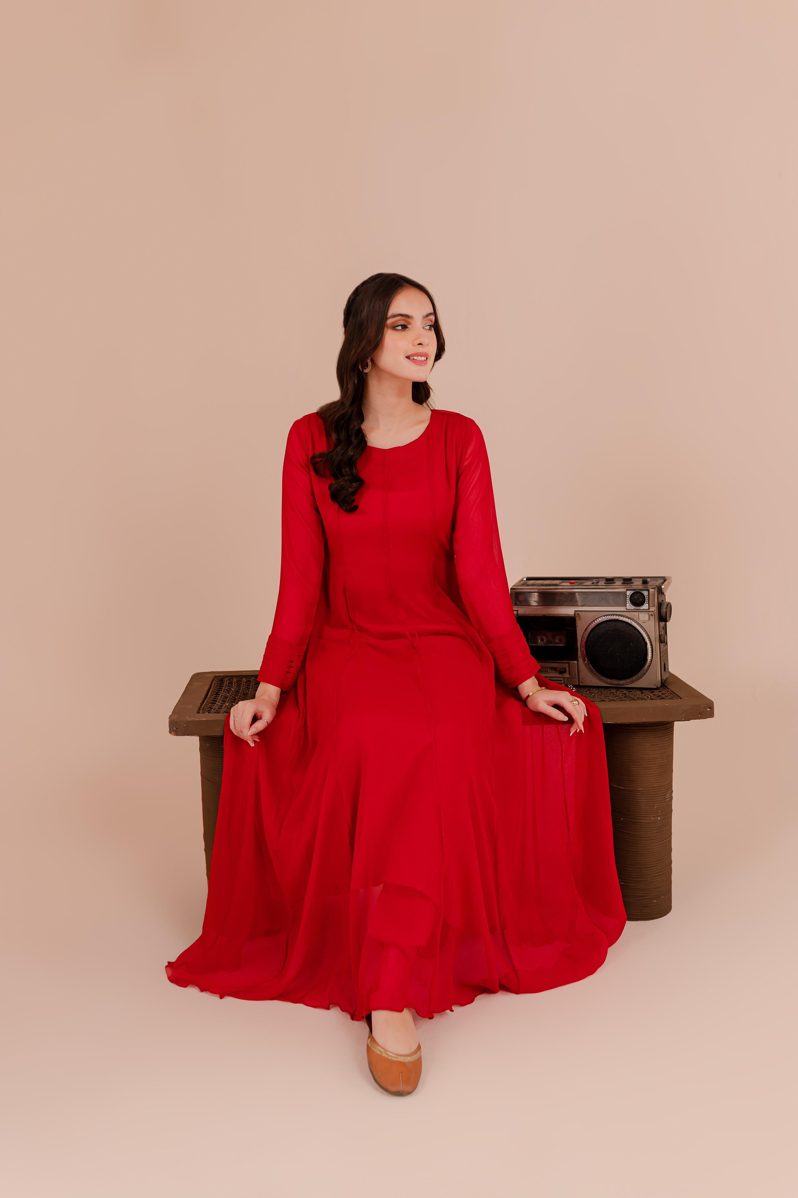 Red Chiffon Dress