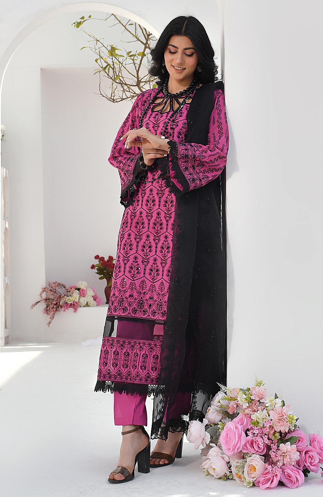 Mystic Cherry | 3-Pc Lawn Chikankari Suit