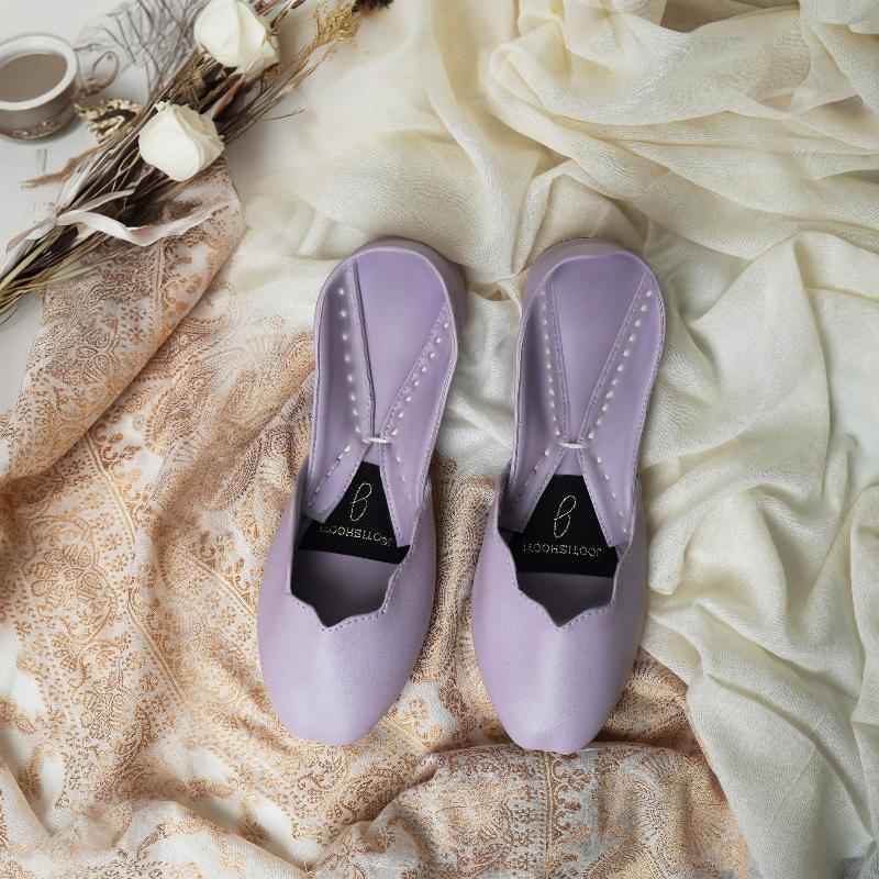 Top view of  PerfPastel Lilac khussa shoes online in pakistan

