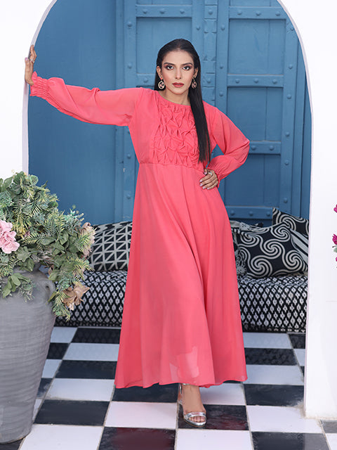 Blush fuchsia Long Flared Maxi (FR-748)