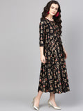 Women Black Printed Empire Dress