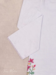 Lilac 2pc Embroidered Slub Khadder