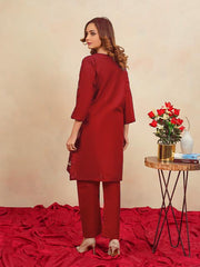 Maroon Glam Embroidered Dess