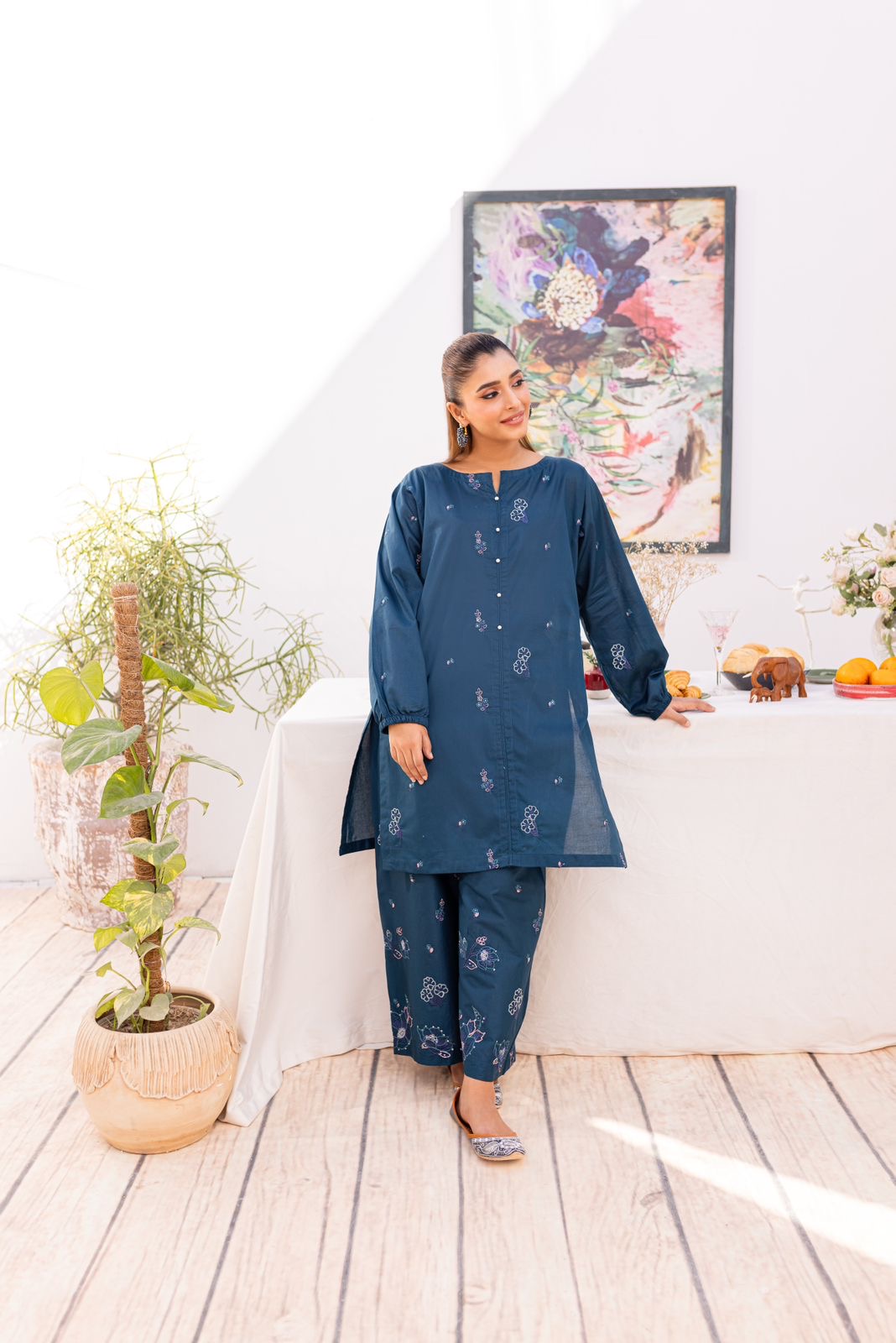 2PC Embroidered Dress - 1031
