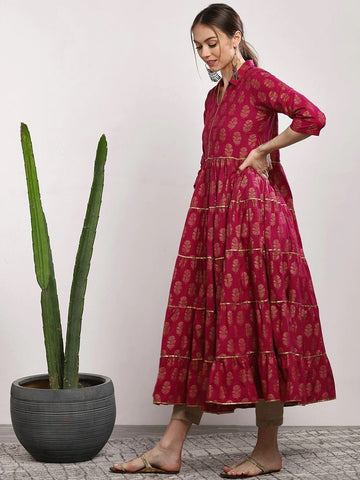 Pink Printed  Anarkali Maxi D2026