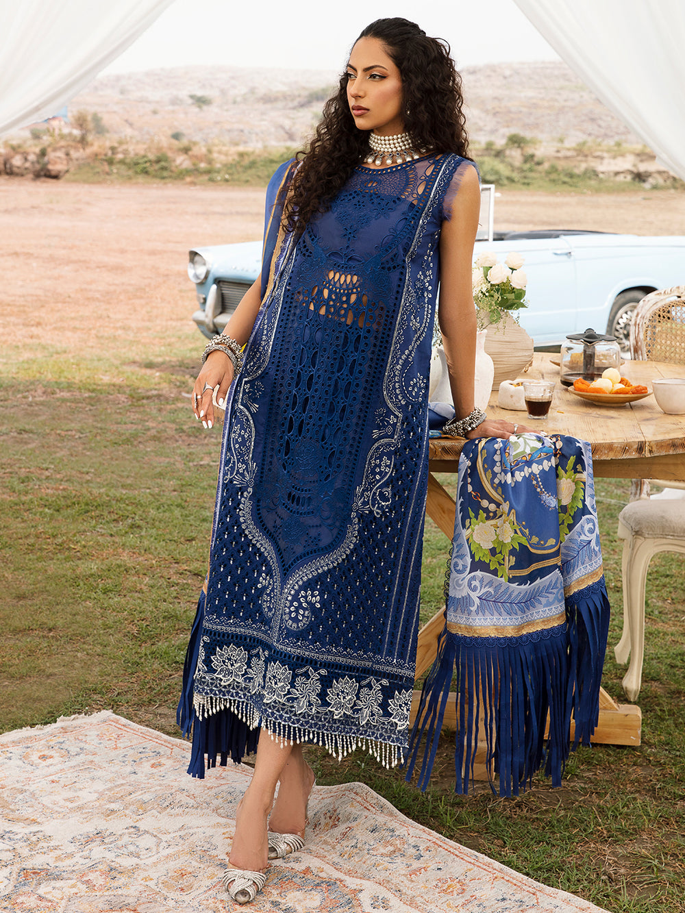 713 B - Luxury Embroidered 3P-Lawn