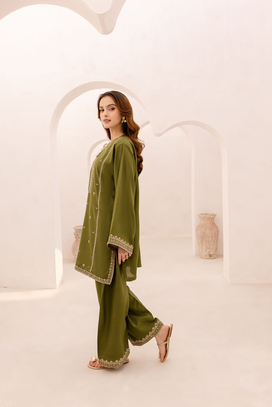 2PC Embroidered Dress - 1079