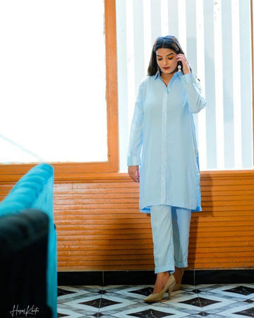 Sky Blue Two Piece Suit