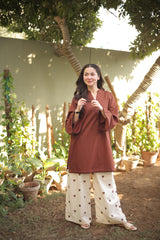 2PC Embroidered MSK 05 – Chocolate Brown
